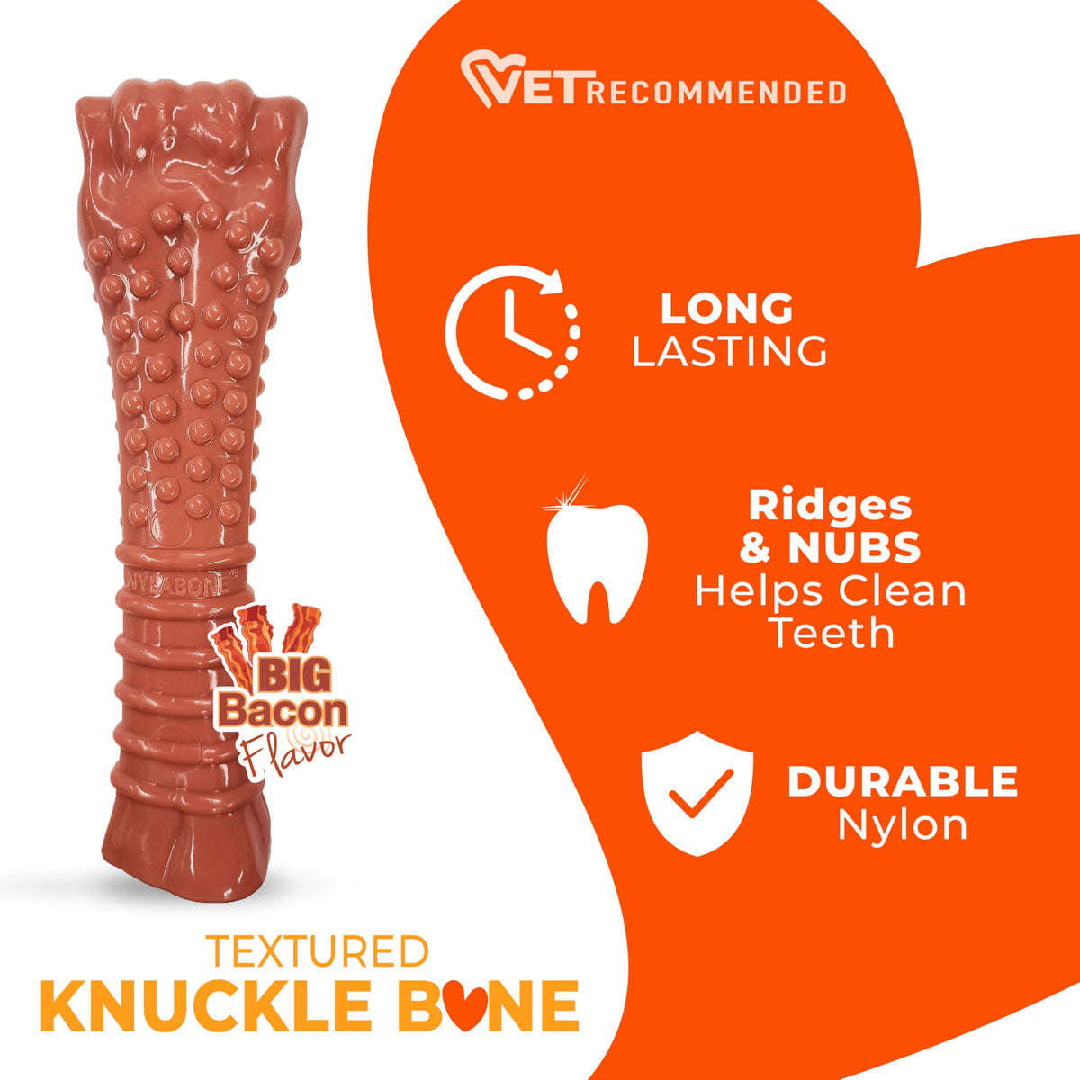 Dog chewing a Nylabone Power Chew nylon bone toy