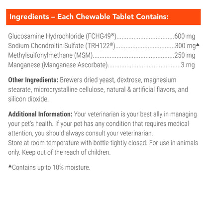 Nutramax Cosequin Joint Health Supplement for Dogs with MSM & HA, 250 Chew Tablets