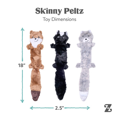 ZippyPaws Skinny Peltz 3-pack plush dog toys for tugging and fetching