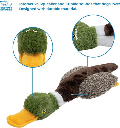 Best Pet Supplies Crinkle Duck Dog Toy – Blue, No Stuffing