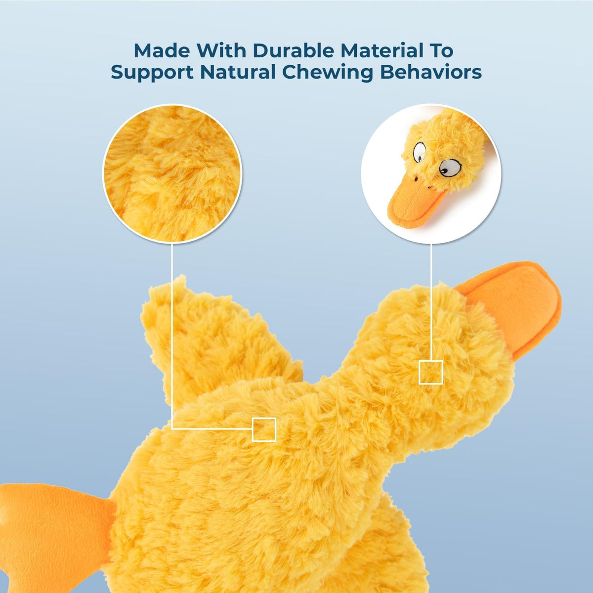 Best Pet Supplies Crinkle Duck Dog Toy – Blue, No Stuffing