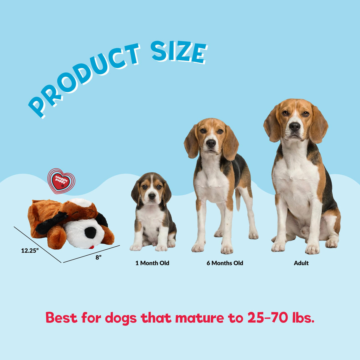 Snuggle Puppy Heartbeat Toy – Calming Comfort Plush for Medium Dogs, Cream