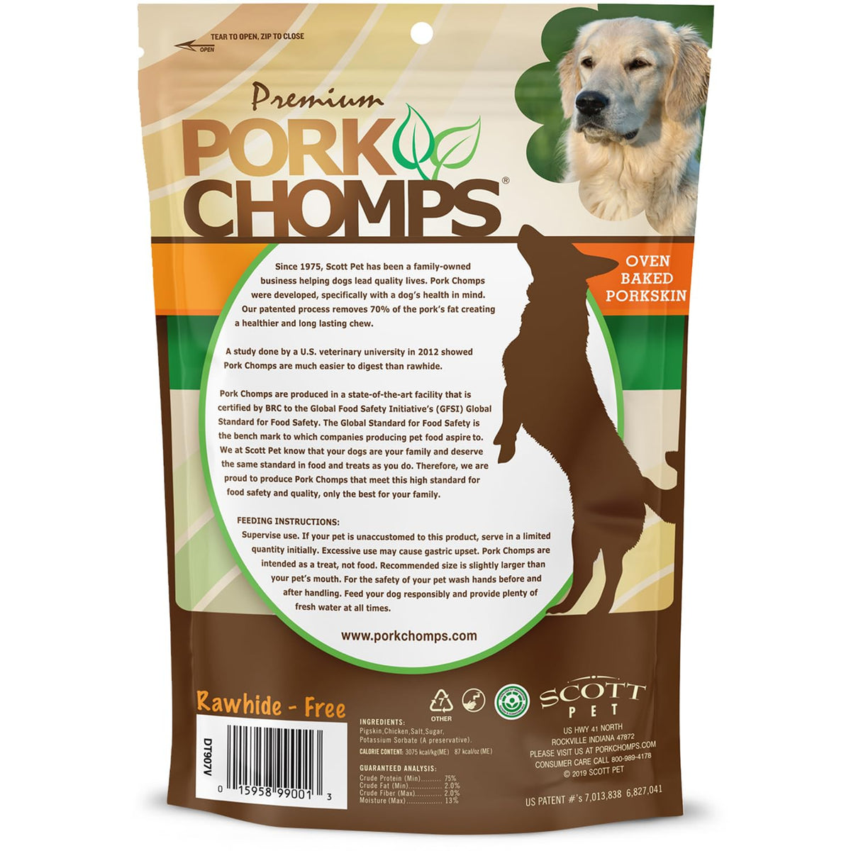 Pork Chomps Roasted Pork Skin Dog Chews – 6-Inch Twists, 15 Count