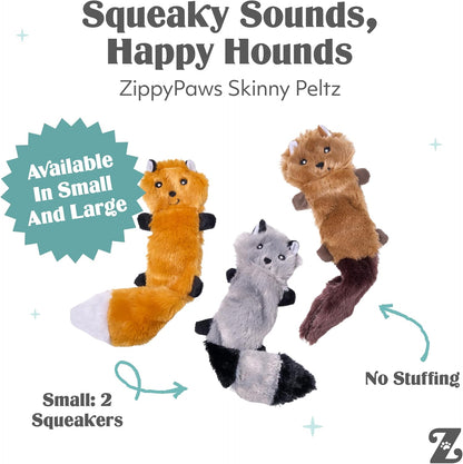 ZippyPaws Skinny Peltz 3-pack plush dog toys for tugging and fetching