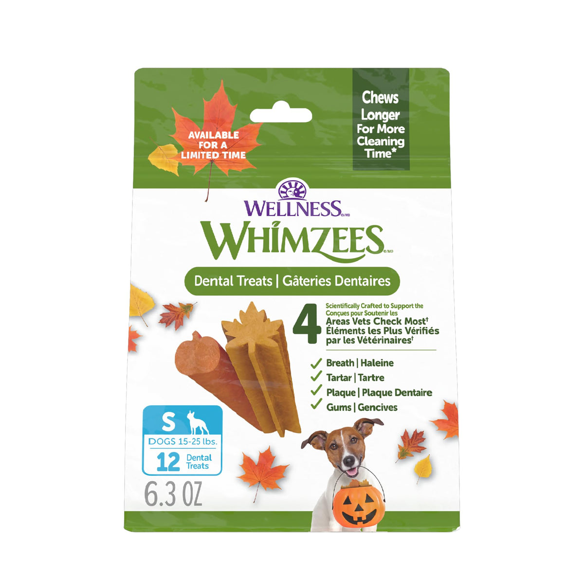 WHIMZEES Holiday Dog Dental Treats – Medium, 6 Count