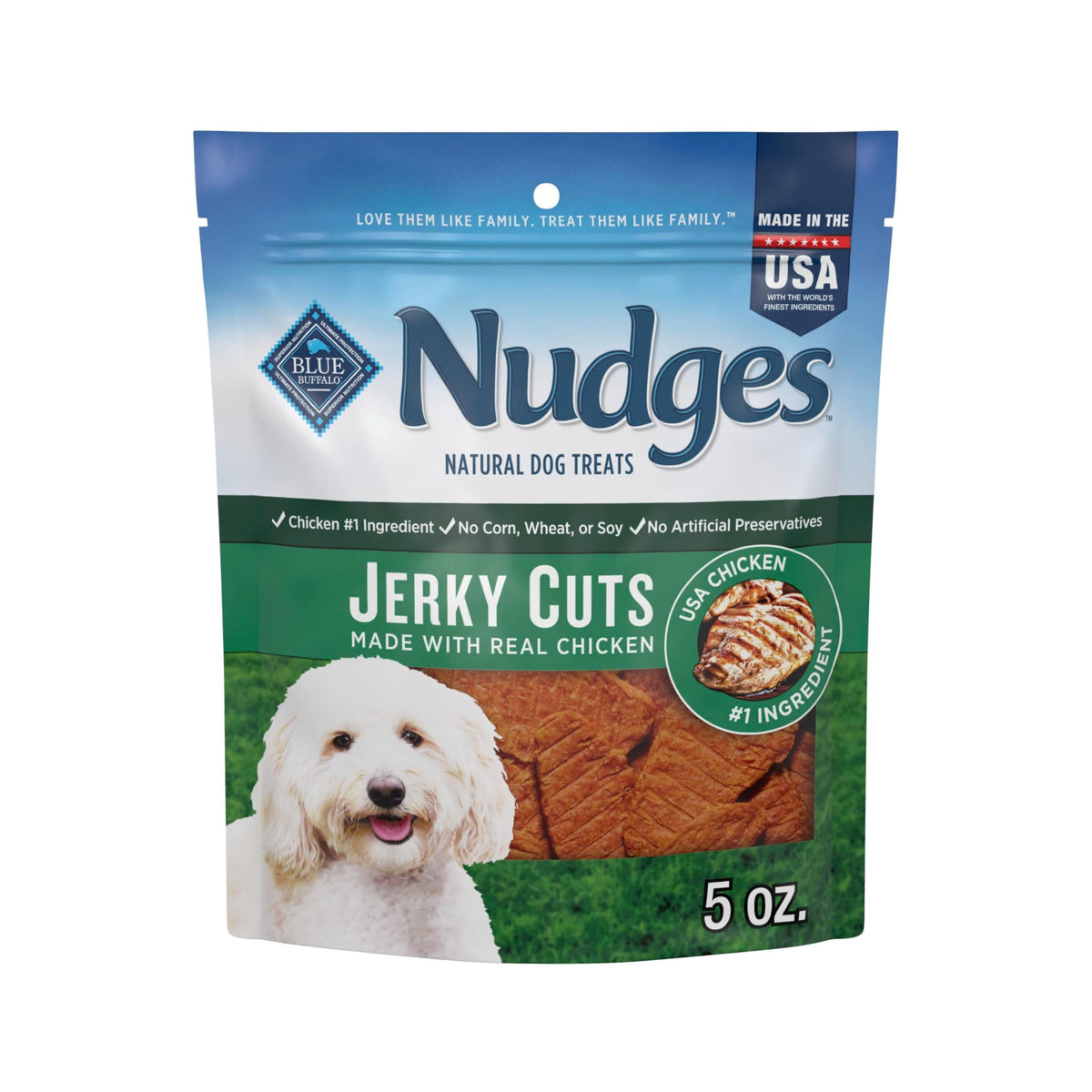 Blue Buffalo Nudges Chicken Jerky Cuts Dog Treats, 16 oz