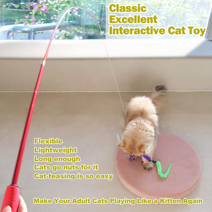 MeoHui Interactive Cat Wand Toy Set – 2 Wands & 9 Refills