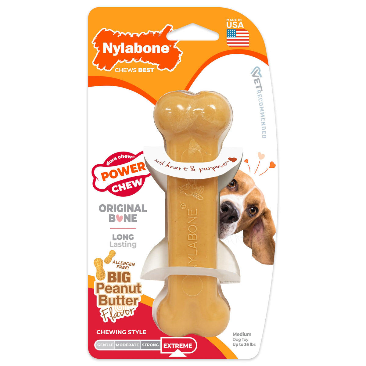 Nylabone Power Chew original bone made in the USA for medium dogs