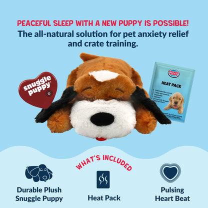 Snuggle Puppy Heartbeat Toy – Calming Comfort Plush for Medium Dogs, Cream