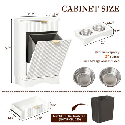 Dog Feeding Station with Storage & 2 Elevated Bowls, Walnut