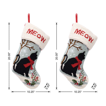 Glitzhome LED Christmas Stockings – 21" Embroidered Linen Stockings, 2-Pack