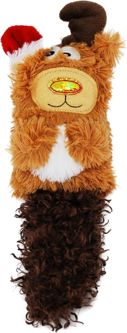 KONG Holiday Kickeroo reindeer catnip cat toy with long fluffy tail and Santa hat