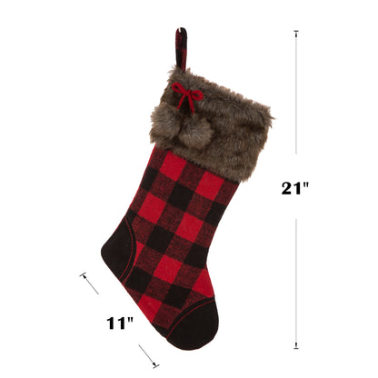 Glitzhome LED Christmas Stockings – 21" Embroidered Linen Stockings, 2-Pack