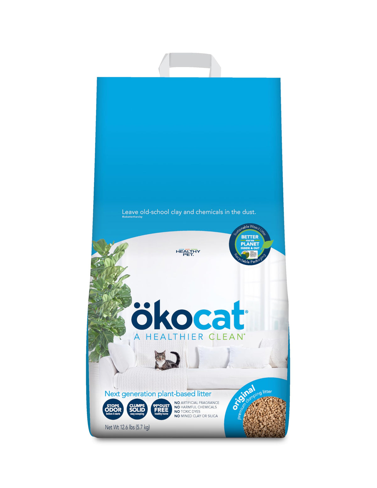 ökocat Low-Tracking Natural Wood Clumping Cat Litter, 14 lb