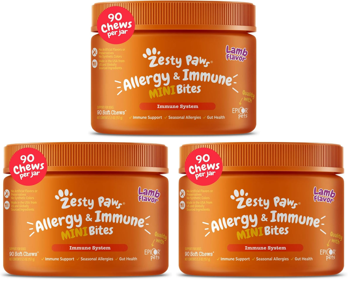 Zesty Paws Peanut Butter Allergy Support Chews for Dogs, 90 Count