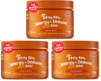Zesty Paws Peanut Butter Allergy Support Chews for Dogs, 90 Count