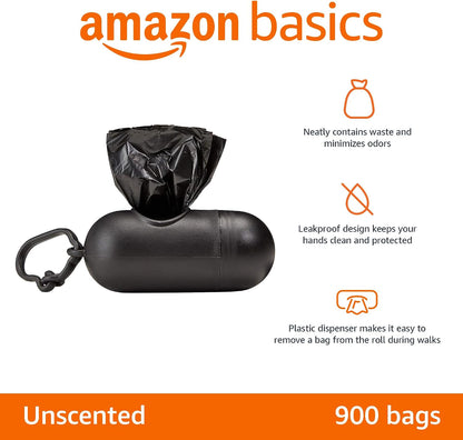 Amazon Basics Leak-Proof Dog Poop Bags with Dispenser, 900 Count