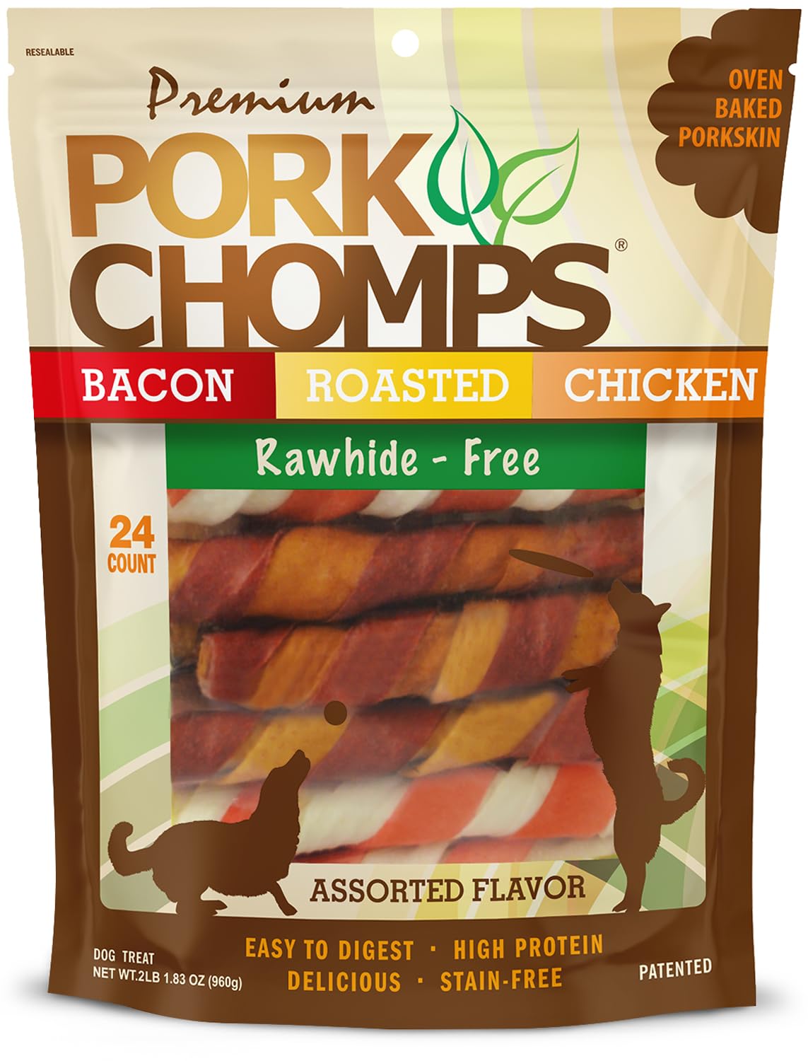 Pork Chomps Pork Skin Twists – side view