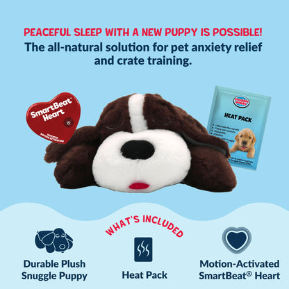 Snuggle Puppy Heartbeat Toy – Calming Comfort Plush for Medium Dogs, Cream