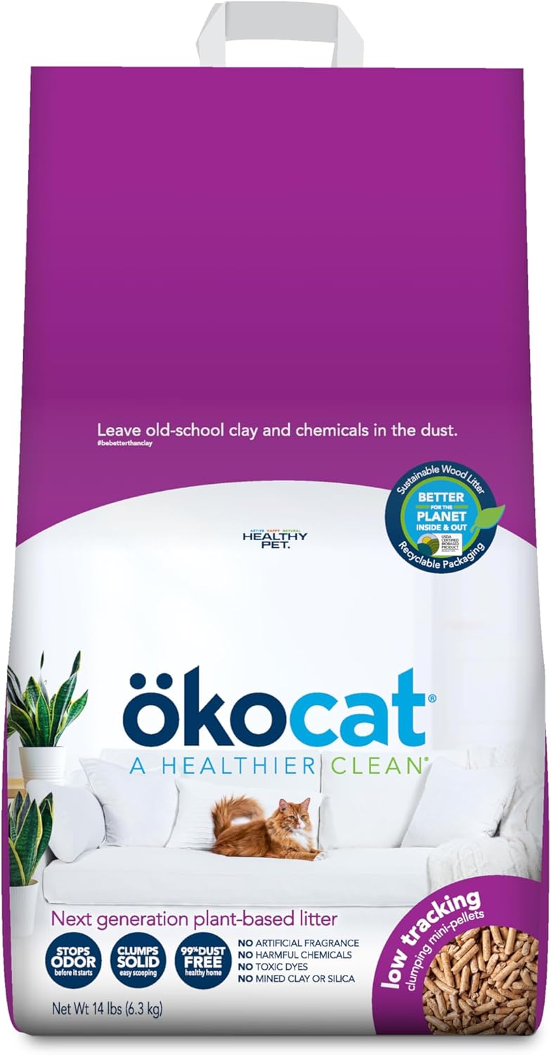 ökocat Low-Tracking Natural Wood Clumping Cat Litter, 14 lb
