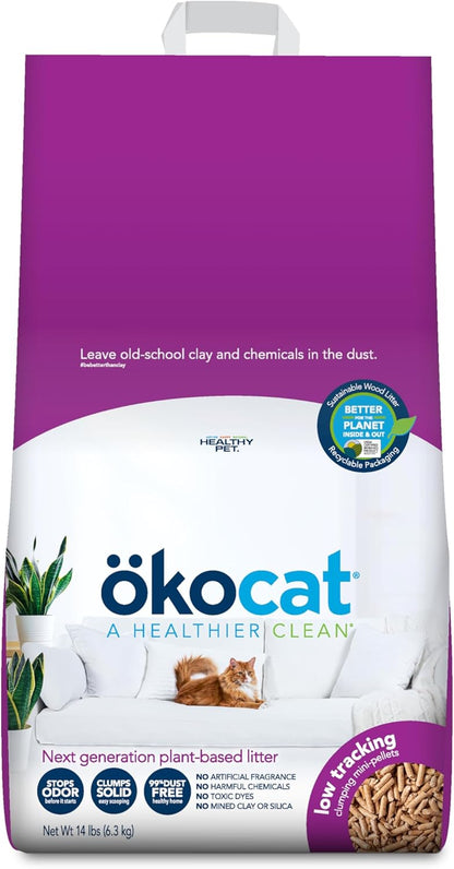 ökocat Low-Tracking Natural Wood Clumping Cat Litter, 14 lb