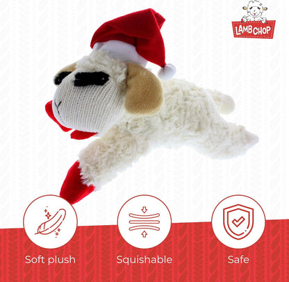 Multipet Holiday Lamb Chop – 10.5" Plush Squeaky Dog Toy with Reindeer Antlers