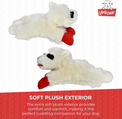 Multipet Holiday Lamb Chop – 10.5" Plush Squeaky Dog Toy with Reindeer Antlers