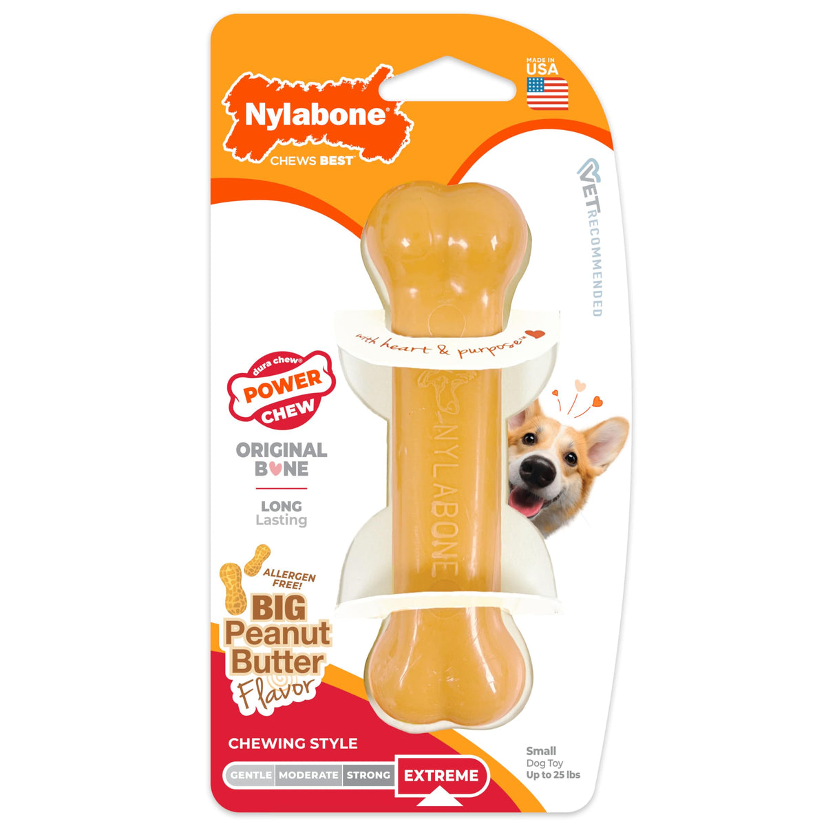 Nylabone Power Chew toys in bacon, chicken and peanut butter flavors