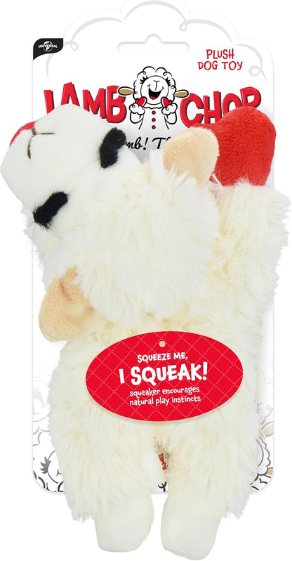 Multipet Holiday Lamb Chop – 10.5" Plush Squeaky Dog Toy with Reindeer Antlers