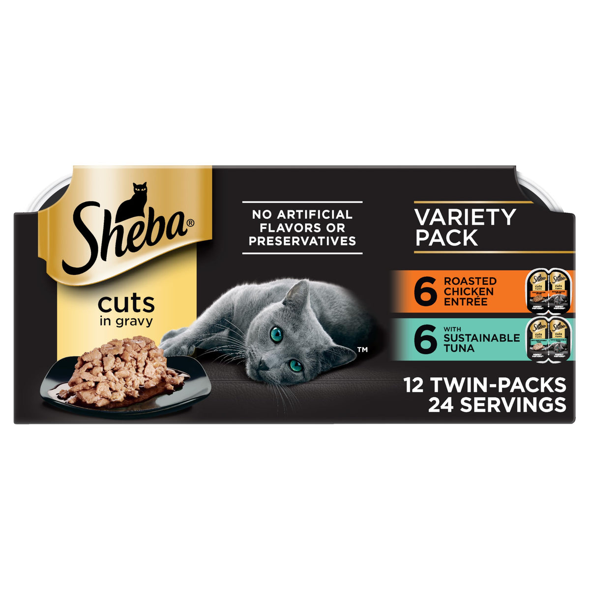 Sheba Perfect Portions Cuts in Gravy Wet Cat Food Multipack, 24 Trays