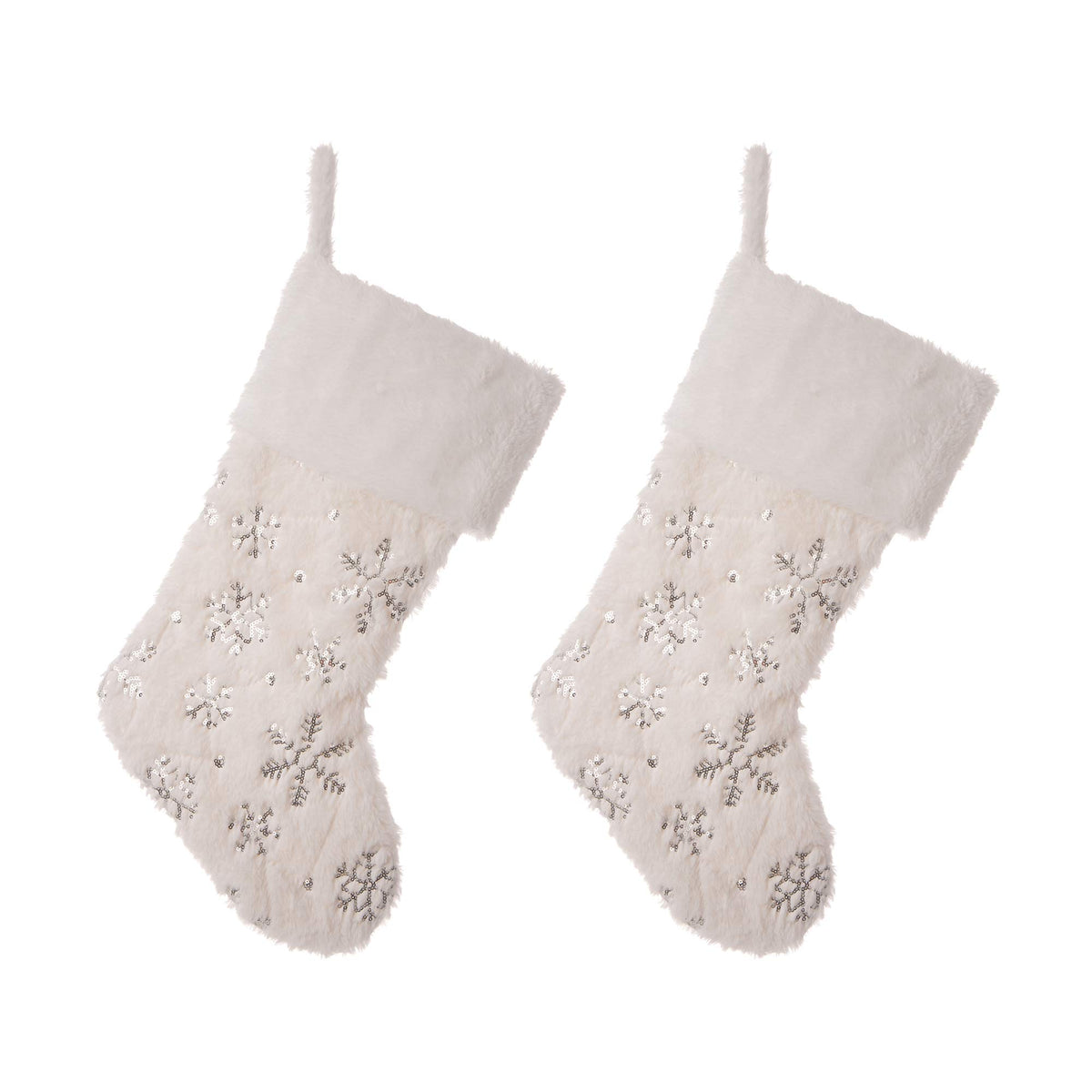Glitzhome LED Christmas Stockings – 21" Embroidered Linen Stockings, 2-Pack