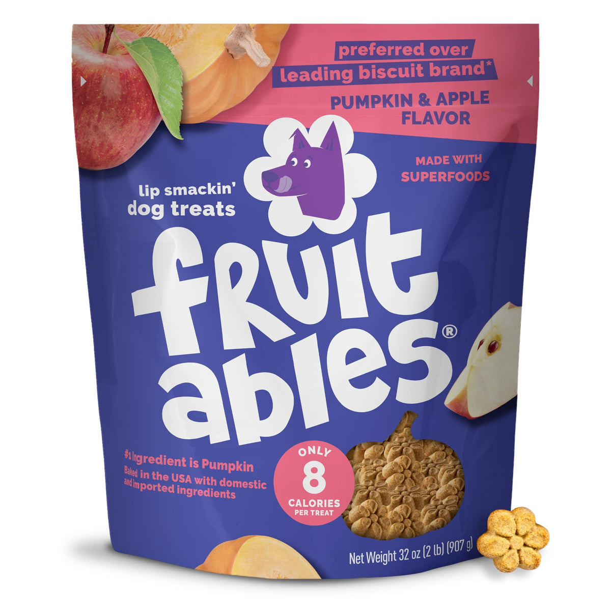 Fruitables Pumpkin & Blueberry Low-Calorie Baked Dog Treats, 12 oz