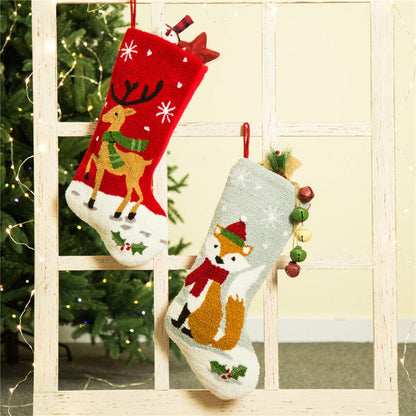 Glitzhome LED Christmas Stockings – 21" Embroidered Linen Stockings, 2-Pack