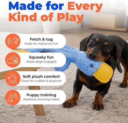 Best Pet Supplies Crinkle Duck Dog Toy – Blue, No Stuffing