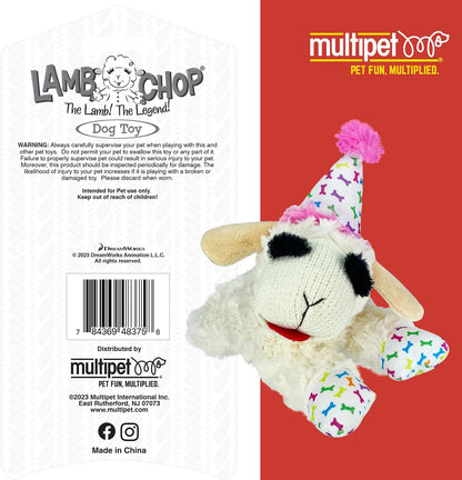 Multipet Holiday Lamb Chop – 10.5" Plush Squeaky Dog Toy with Reindeer Antlers