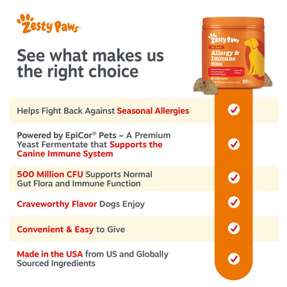 Zesty Paws Peanut Butter Allergy Support Chews for Dogs, 90 Count