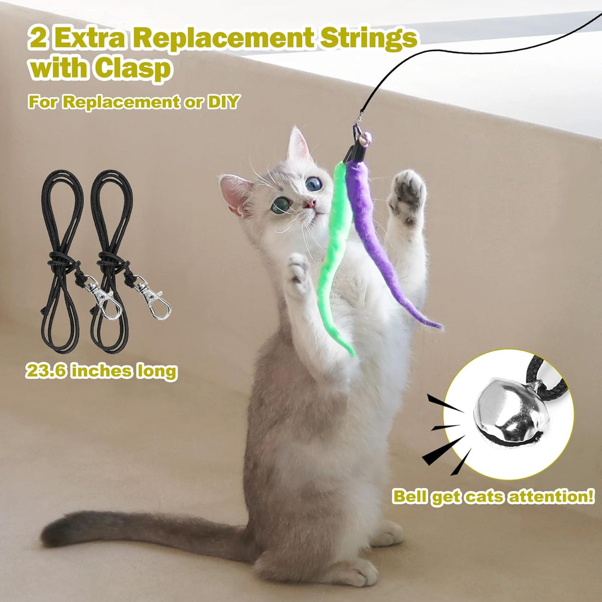 MeoHui Interactive Cat Wand Toy Set – 2 Wands & 9 Refills