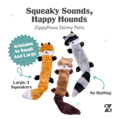 ZippyPaws Skinny Peltz squeaky dog toy trio for small and medium dogs