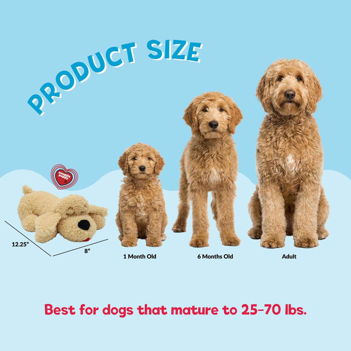 Snuggle Puppy Heartbeat Toy – Calming Comfort Plush for Medium Dogs, Cream