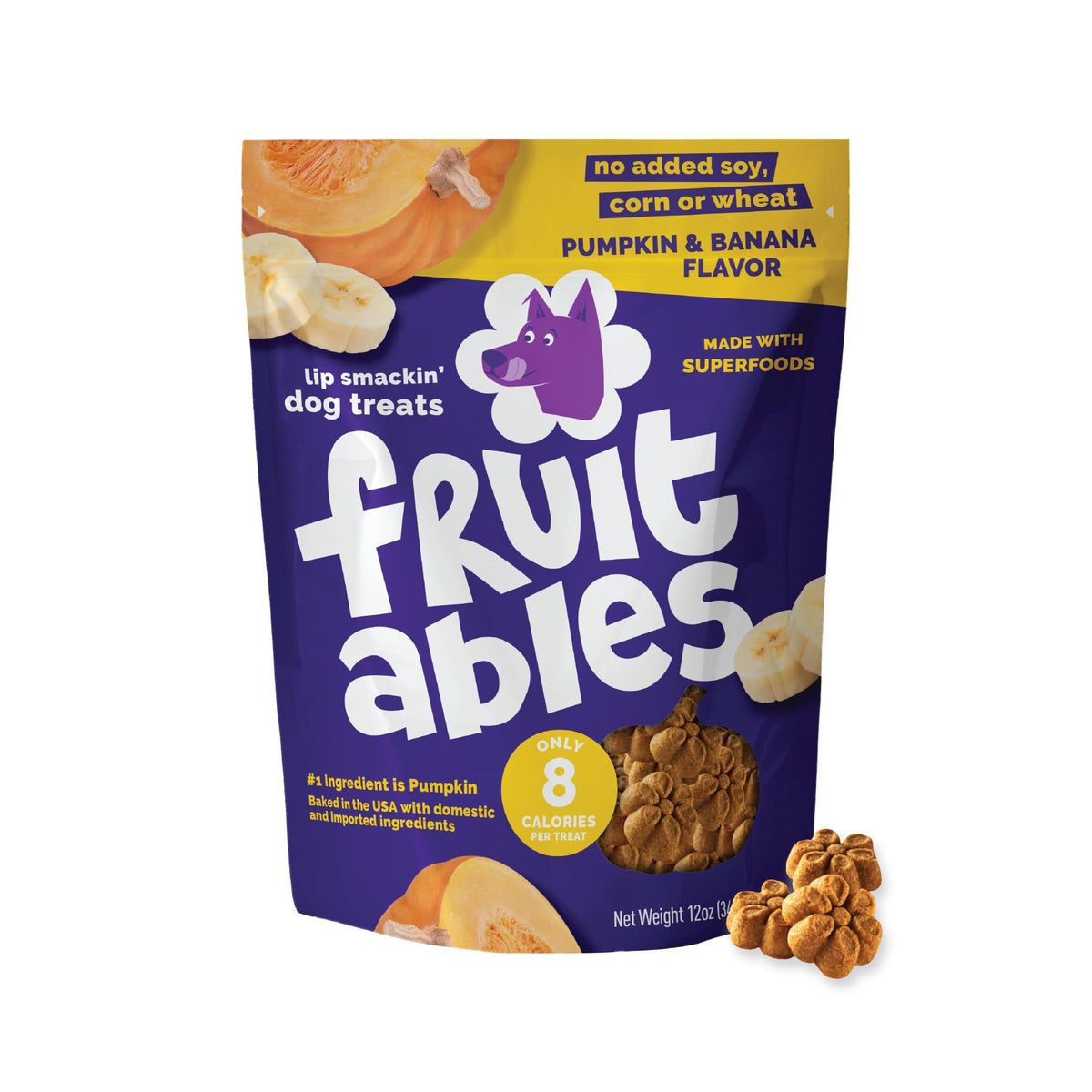 Fruitables Pumpkin & Blueberry Low-Calorie Baked Dog Treats, 12 oz