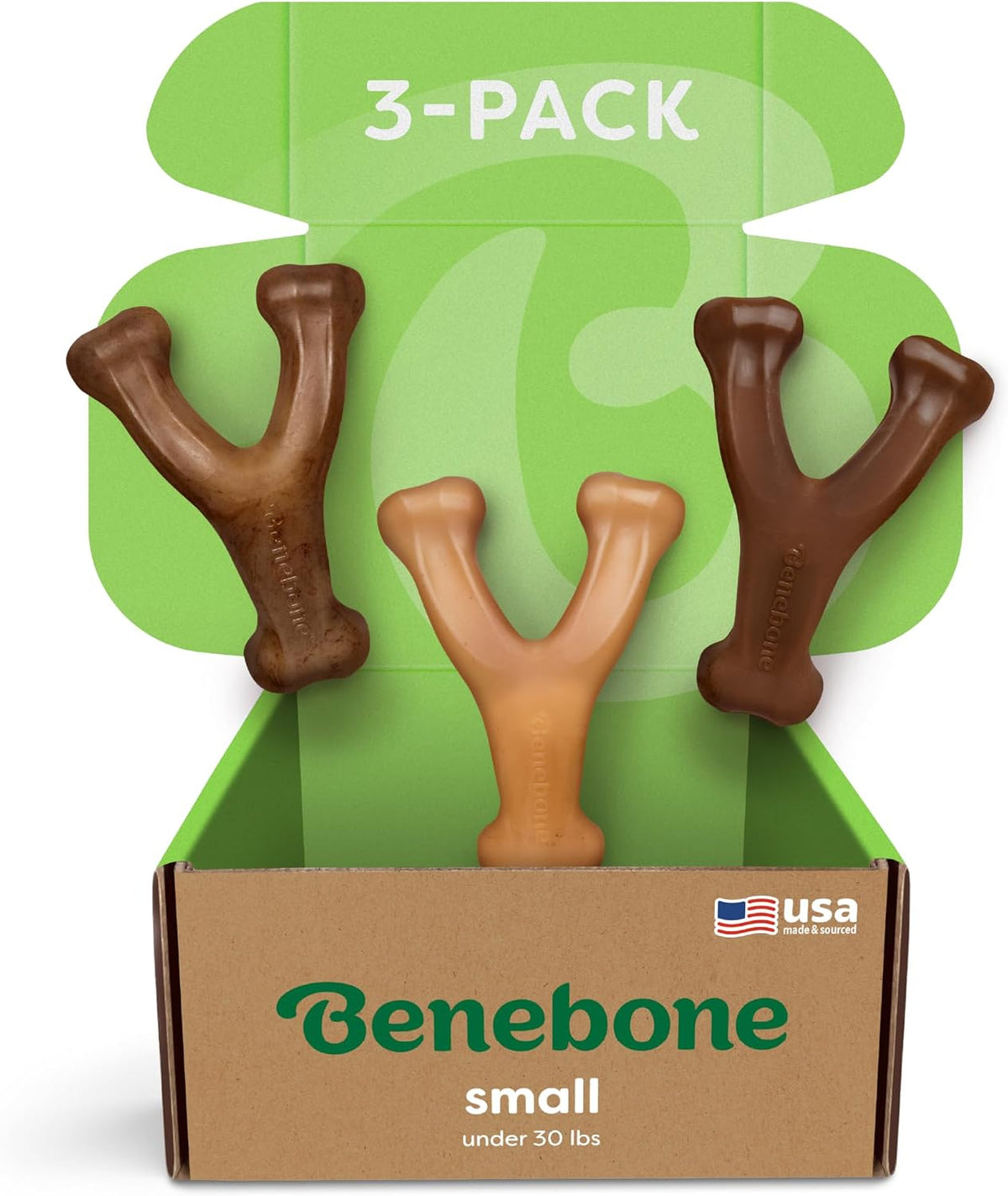 Benebone Wishbone dog chew toy - real bacon flavor nylon chew for aggressive chewers