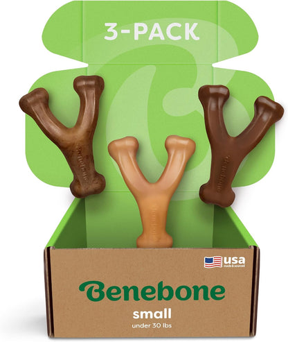 Benebone Wishbone dog chew toy - real bacon flavor nylon chew for aggressive chewers
