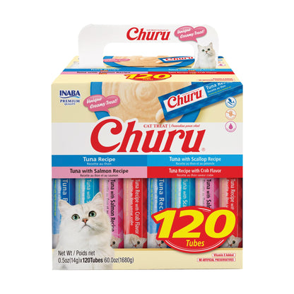 INABA Churu Chicken Lickable Cat Treats with Vitamin E, 120 Tubes