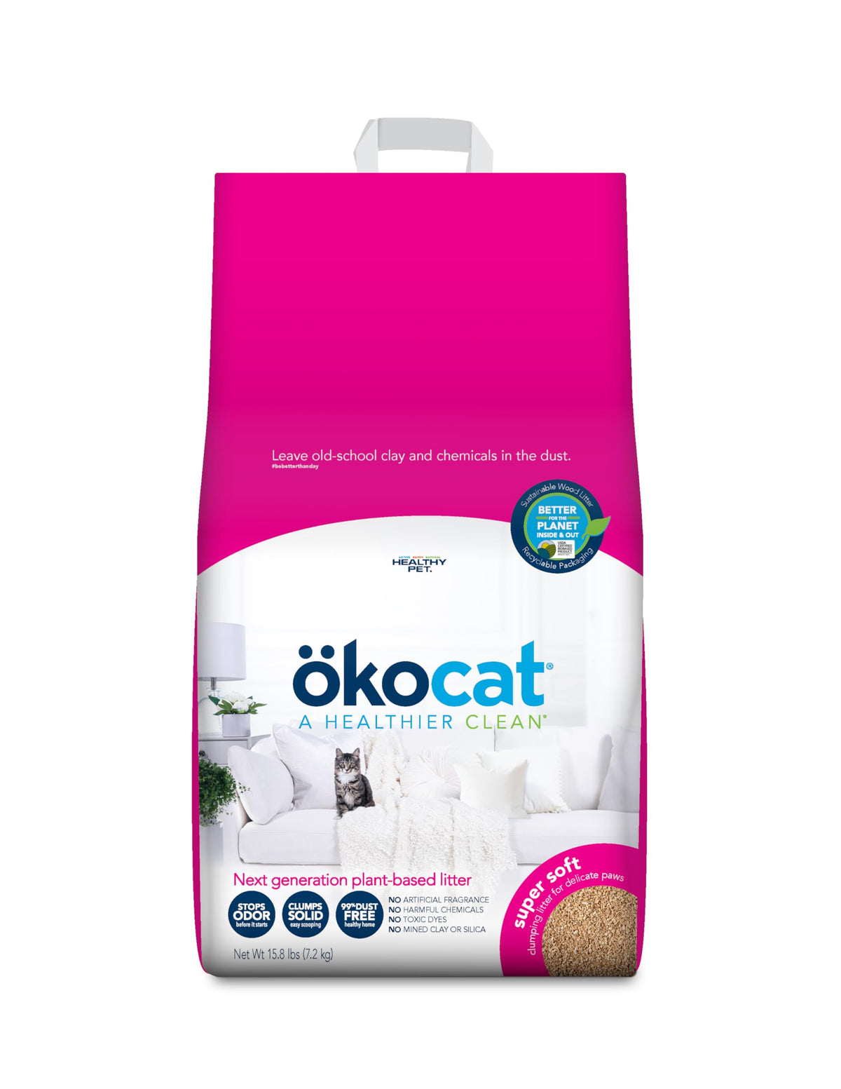 ökocat Low-Tracking Natural Wood Clumping Cat Litter, 14 lb