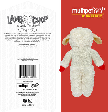 Multipet Holiday Lamb Chop – 10.5" Plush Squeaky Dog Toy with Reindeer Antlers