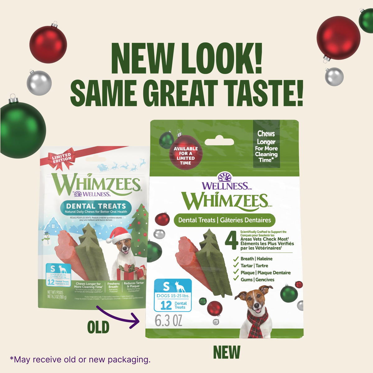 WHIMZEES Holiday Dog Dental Treats – Medium, 6 Count
