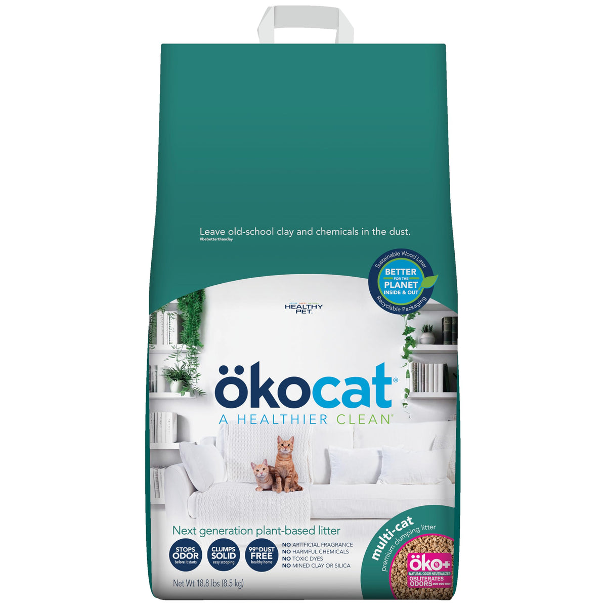 ökocat Low-Tracking Natural Wood Clumping Cat Litter, 14 lb