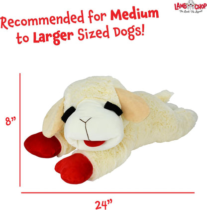 Multipet Holiday Lamb Chop – 10.5" Plush Squeaky Dog Toy with Reindeer Antlers