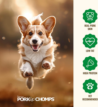 Pork Chomps Roasted Pork Skin Dog Chews – 6-Inch Twists, 15 Count