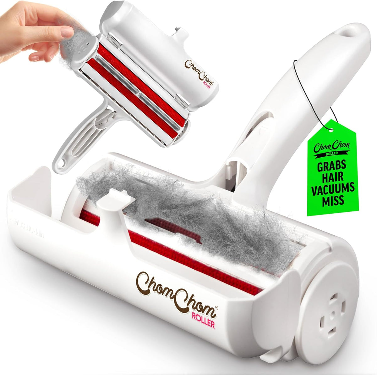 ChomChom Roller reusable pet hair remover white